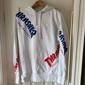 Thrasher White and Red Sweatshirt Casual Style